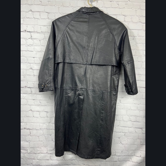 |•REAL SEAL STATE OF OKLAHOMA•| 100% Leather Vintage Trench Coat Size Large - Picture 2 of 12